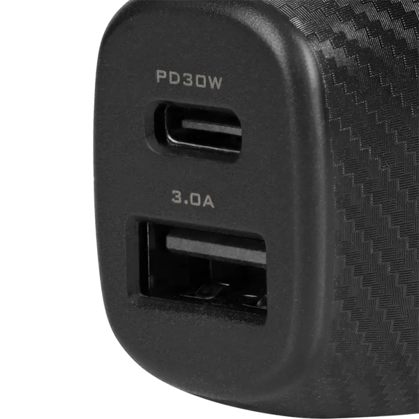 カーチャージャー/シガーソケット充電器/USB車載充電器/PD30W/USB Type-C×1/18W対応USB Type-A×1/ブラック