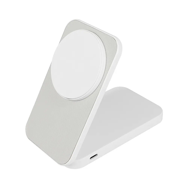 モバイルバッテリー/5000mAh/マグネット式/ワイヤレス充電/スタンド/iPhone、スマートフォン、ポータブルゲーム機、Bluetoothスピーカー各種対応/PD対応/防災/グレー
