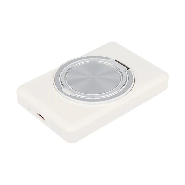 モバイルバッテリー/5000mAh/マグネット式/ワイヤレス充電/準個体電池/iPhone、スマートフォン、ポータブルゲーム機、Bluetoothスピーカー各種対応/PD対応/防災/ホワイト