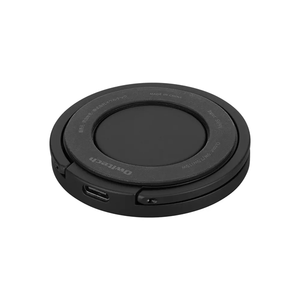 Qi規格対応ワイヤレス充電器/マグネット/急速充電/5W/7.5W/10W/15W/スタンド/バンカーリング/ブラック