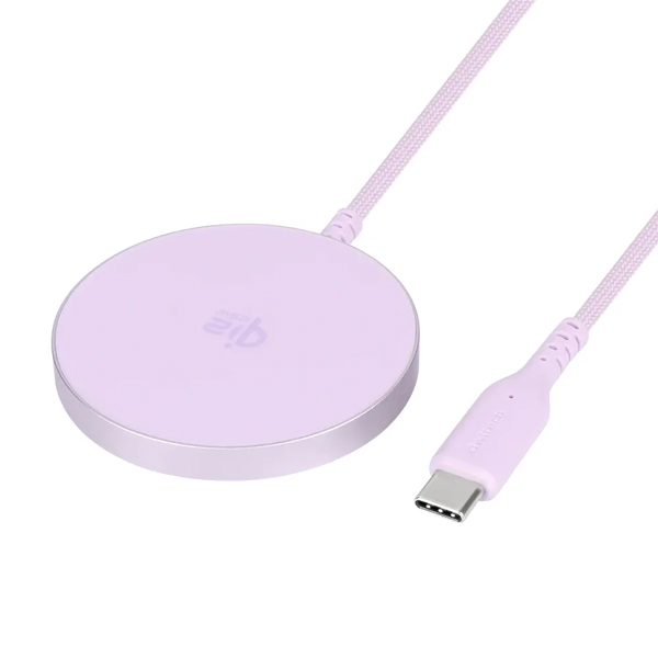Qi規格対応ワイヤレス充電器/マグネット/ケーブル一体型/Type-Cケーブル/Qi2認証取得/5W/7.5W/10W/15W/25W/パープル