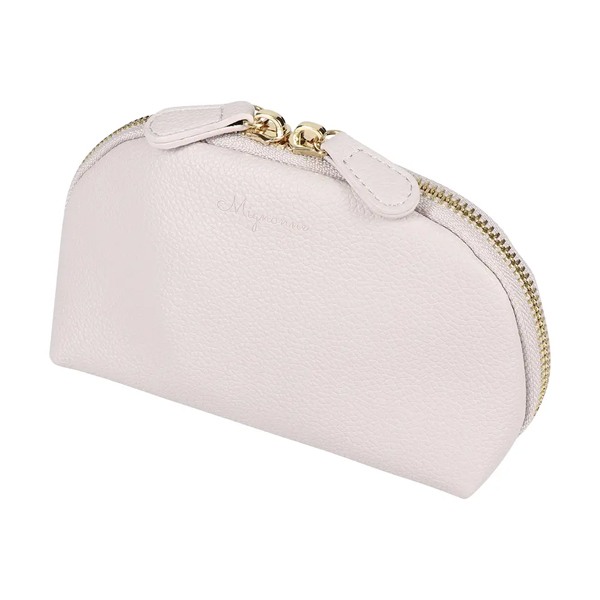 アクセサリーポーチ/ガジェットポーチ/コスメポーチ/シュリンクレザー/Mignonne/ダブルファスナー/ラベンダー