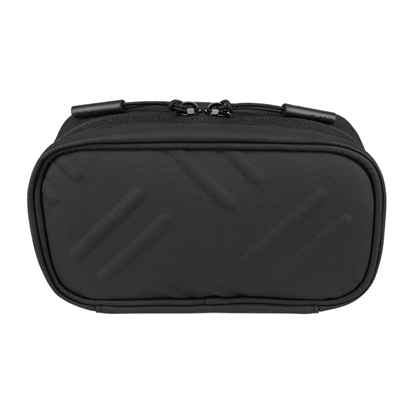 ガジェットポーチ/パノラマオープン/大容量/ダブルファスナー/TACTIX/縞鋼板柄/ブラック