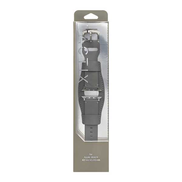 Apple Watch用バンド/アップルウォッチバンド/42mm/44mm/45mm/49mm/パイロットレザーバンド/ステンレスバックル/グレー