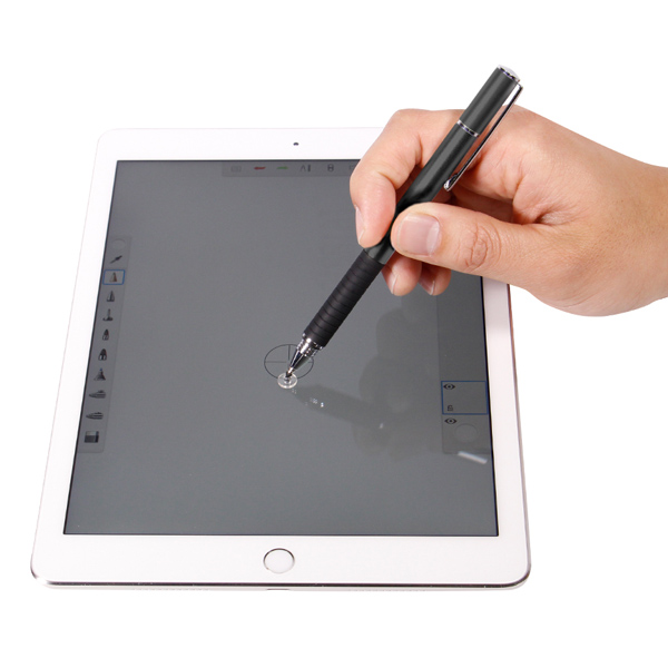 スマートフォン・タブレット用タッチペン/TPSE02シリーズ/2way/導電繊維型/ディスク型/クリップ付きキャップ/ブラック