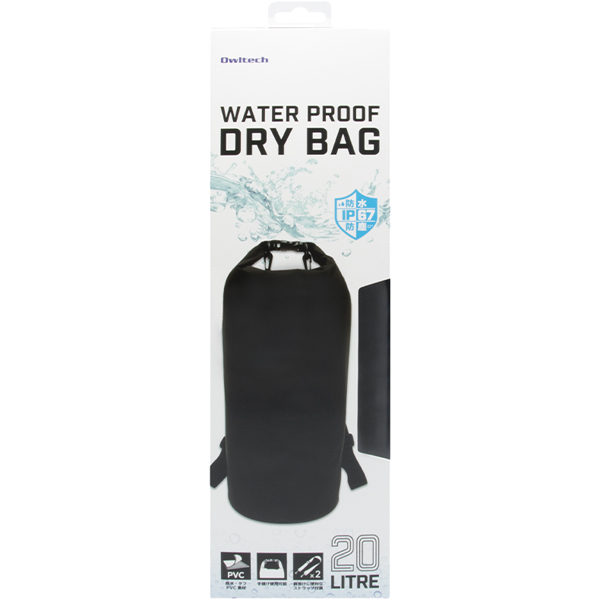防水バッグ/WATER PROOF DRY BAG/PVC素材/IP67/20L/ブラック