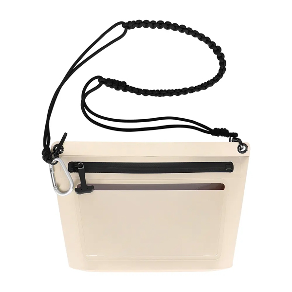 防水サコッシュ/カラビナ付属/IPX5/マチ付き/ショルダーストラップ付き/ベージュ