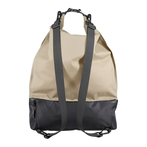 防水ドライバッグ/手さげ/肩掛け/ナップザック/アウトドア/撥水素材使用/防水性能/3WAY/IPX4/15L/2ルーム/カーキ