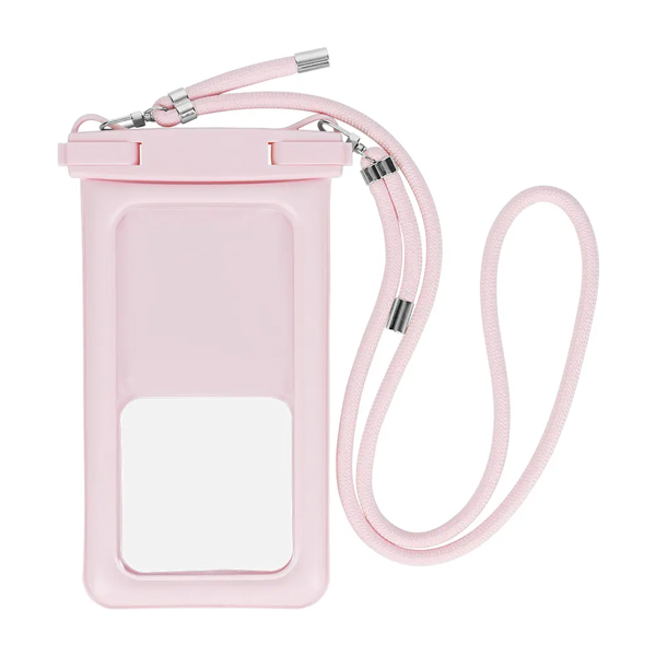防水ケース/水に浮く/IP68/ストラップ付/2WAY/ニュアンスカラー/完全防塵/フロート素材/ベビーピンク