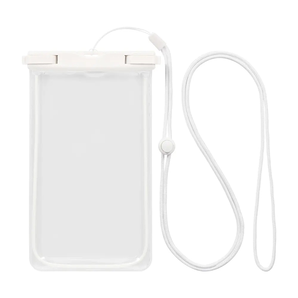 防水ケース/シンプルデザイン/最大対応サイズ約81(W)×25(D)×160(H)mmまで対応/防水等級IPX8/ショルダー・ネックストラップ付き/ホワイト