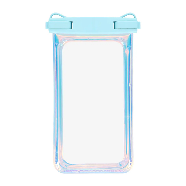 防水ケース/6.7インチまで対応/オーロラカラー/IP68/ストラップ付/ブルー