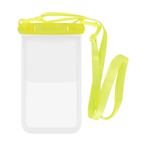 防水ケース/ポケット付き/カード入れ/IPX8/ストラップ付/2WAY/ネオンイエロー