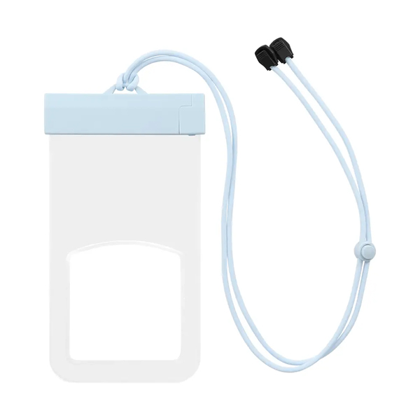 防水ケース/スライド開閉/ニュアンスカラー/IPX8/ストラップ付/2WAY/アクアブルー