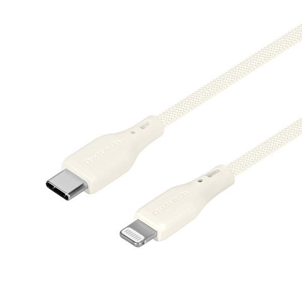 Lightningケーブル/USB Type-C to Lightning/PD60W/MFi認証/やわらか/断線に強い/シリコンケーブル/シリコンメッシュケーブル/データ転送/1.5m/150cm/ベージュ