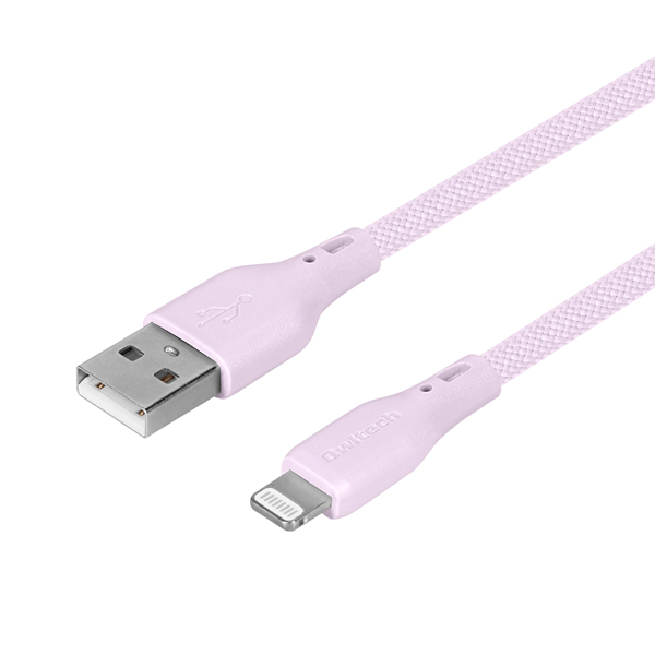 Lightningケーブル/USB Type-A to Lightning/MFi認証/やわらか/断線に強い/シリコンメッシュケーブル/2.4A出力/1.5m/150cm/ライラックパープル