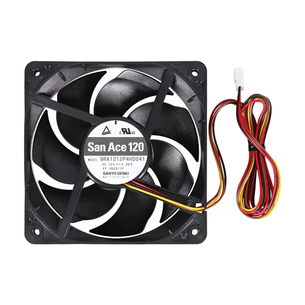 山洋電気製 2ボールベアリング採用 120mm/1050-3200rpm PWMケースファン 製品サイズ約119(W)×25(D)×119(H)mm