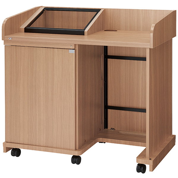 AVキャビネット/レクチャー卓/EIA16U/コンソール天板/足入れタイプ/60φキャスター/ウッド/木扉