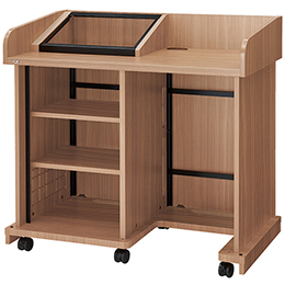 AVキャビネット完成品/レクチャー卓/EIA16U/コンソール天板/足入れタイプ/60φキャスター/ウッド/扉なし