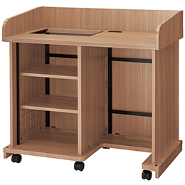 AVキャビネット完成品/レクチャー卓/EIA16U/開口天板/足入れタイプ/60φキャスター/ウッド/扉なし