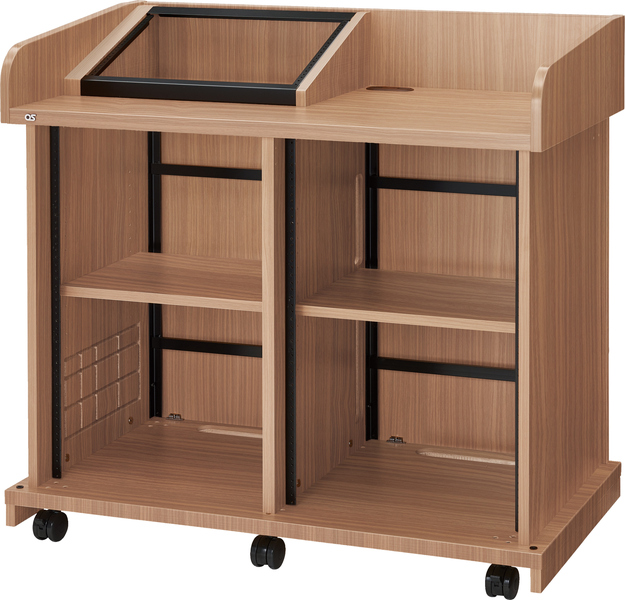 AVキャビネット完成品/レクチャー卓/EIA32U/開口天板/60φキャスター/ウッド/扉なし