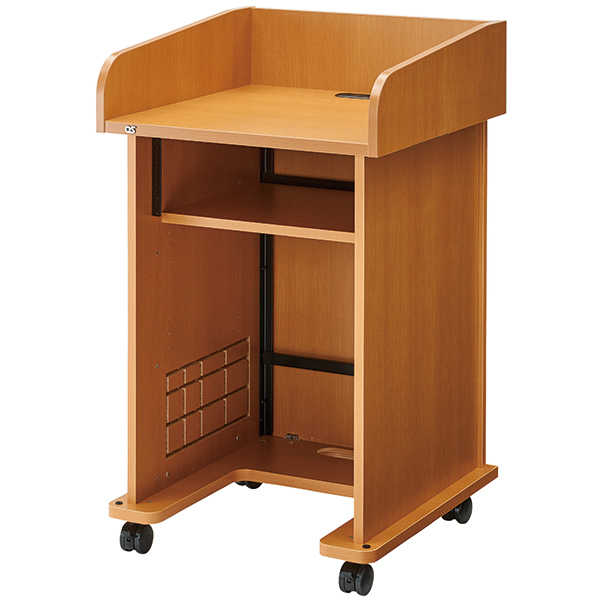 AVキャビネット/演台タイプ/EIA3U/スタンダード天板/足入れあり/60φキャスター/ウッド/扉なし