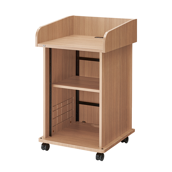 AVキャビネット/演台タイプ/EIA16U/スタンダード天板/足入れなし/60φキャスター/ウッド/扉なし