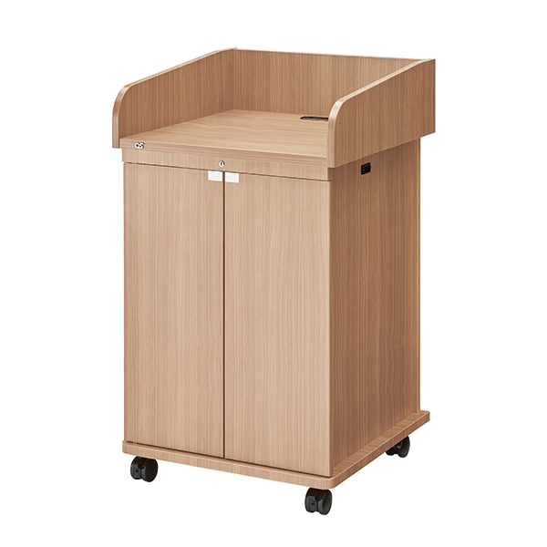 AVキャビネット/演台タイプ/EIA16U/スタンダード天板/足入れなし/60φキャスター/ウッド/木扉