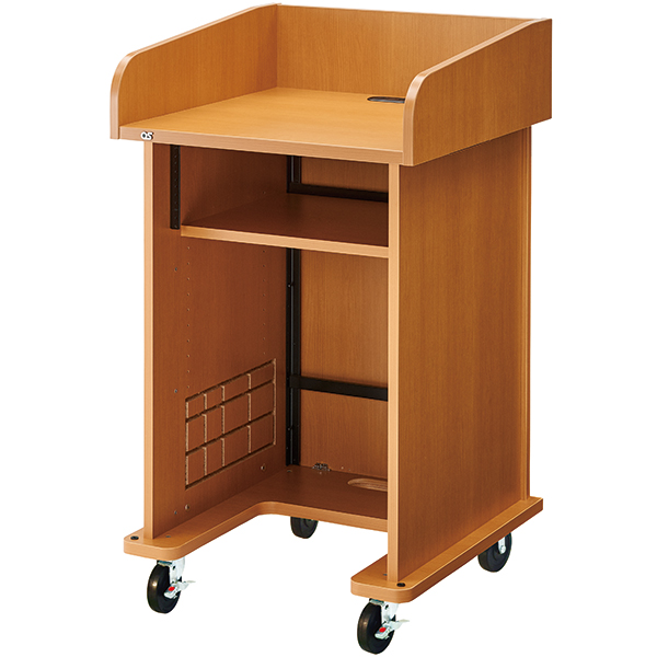 AVキャビネット完成品/演台タイプ/EIA3U/スタンダード天板/足入れあり/100φキャスター/ウッド/扉なし