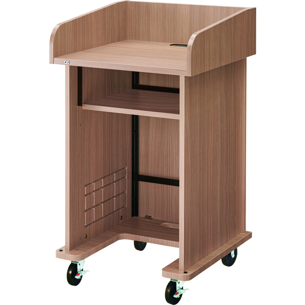 AVキャビネット完成品/演台タイプ/EIA3U/スタンダード天板/足入れあり/100φキャスター/ウッド/扉なし