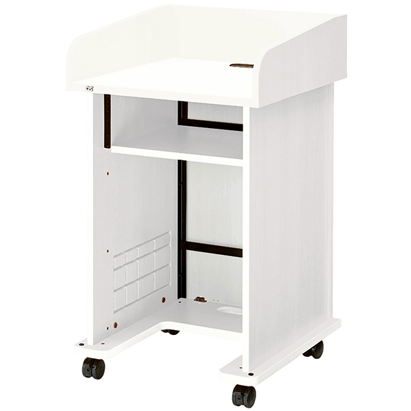 AVキャビネット完成品/演台タイプ/EIA3U/スタンダード天板/足入れあり/60φキャスター/ホワイト/扉なし