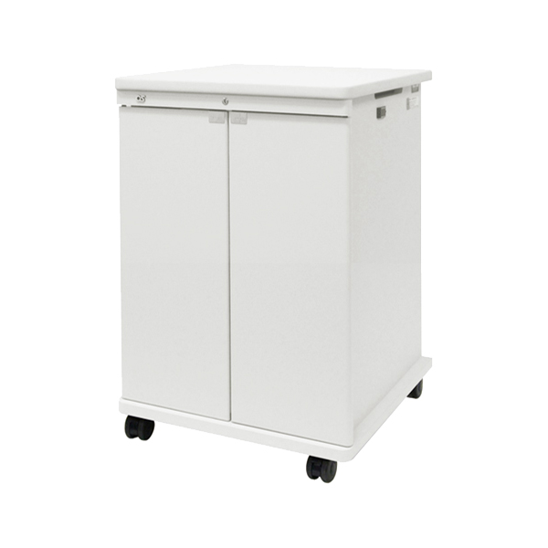 AVキャビネット/EIA16U/60φキャスター/ホワイト/木扉