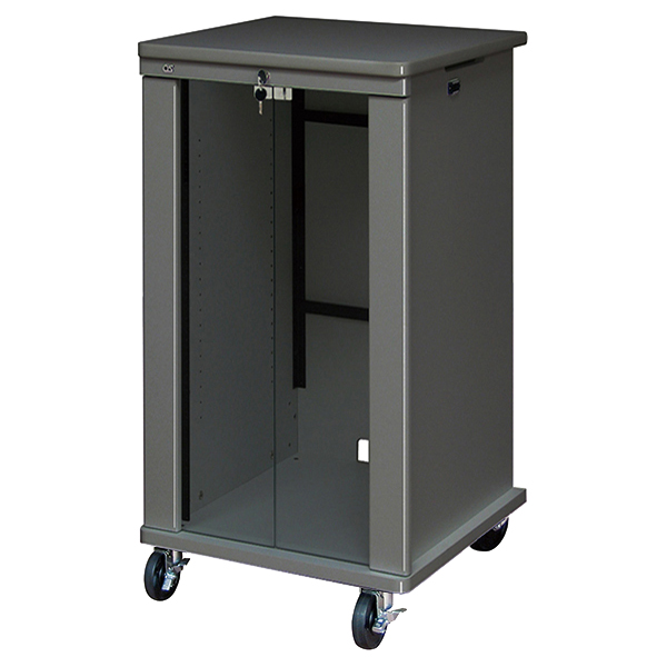 AVキャビネット/EIA19U/100φキャスター/ブラック/ガラス扉