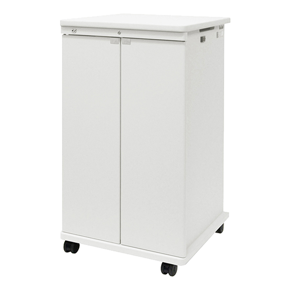 AVキャビネット/EIA19U/60φキャスター/ホワイト/木扉