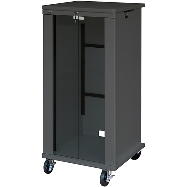 AVキャビネット/EIA23U/100φキャスター/ブラック/ガラス扉