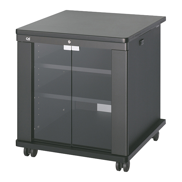 AVキャビネット/ノーマルキャビネット700タイプ/棚板/60φキャスター/ブラック/ガラス扉