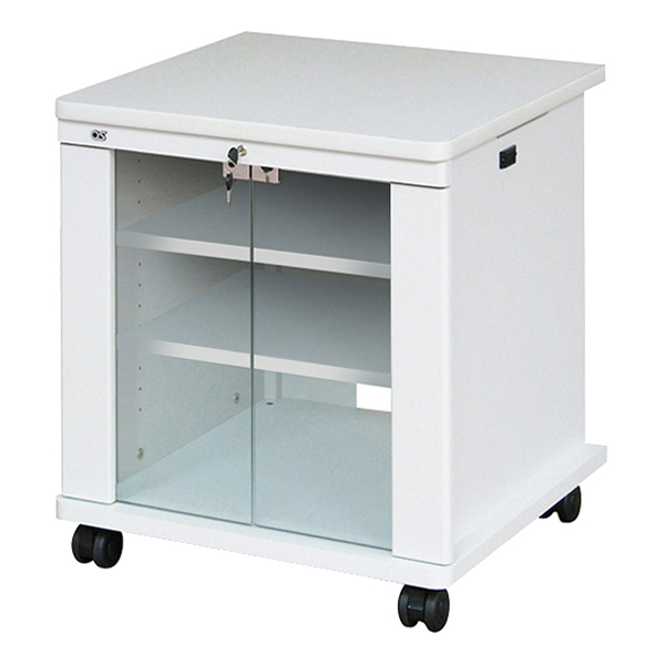 AVキャビネット/ノーマルキャビネット700タイプ/棚板/60φキャスター/ホワイト/ガラス扉