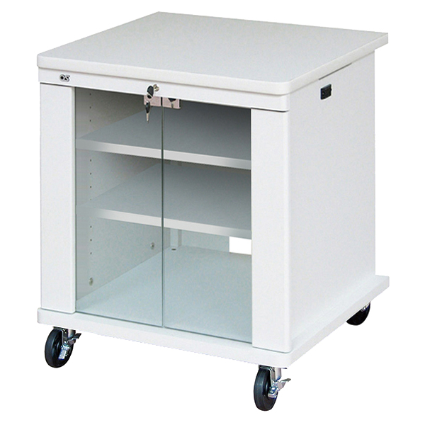 AVキャビネット/ノーマルキャビネット700タイプ/棚板/100φキャスター/ホワイト/ガラス扉