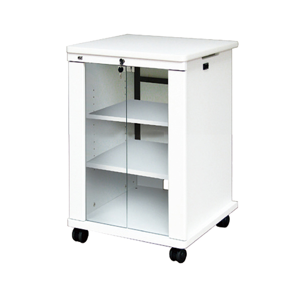 AVキャビネット/ノーマルキャビネット900タイプ/棚板/60φキャスター/ホワイト/ガラス扉
