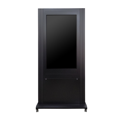 薄型ディスプレイハウジング 屋内設置55型縦設置 キャスター付き 本体カラー：ブラック
