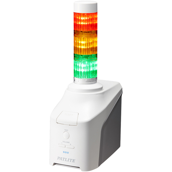 音声対応ネットワーク制御信号灯 直径40mm/3段/赤黄緑/メール検知機能対応/ACアダプタ付属