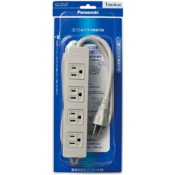 OAタップ（接地15A形）（4コ口・グレー）（1mコード付）（マグネット付）