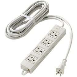 OAタップ（接地15A形）（4コ口・グレー）（3mコード付）（マグネット付）