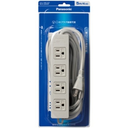 OAタップ（接地15A形）（4コ口・グレー）（5mコード付）（マグネット付）