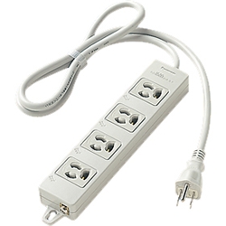 OAタップ（接地15A抜け止め形）（4コ口・グレー）（1mコード付）（マグネット付）