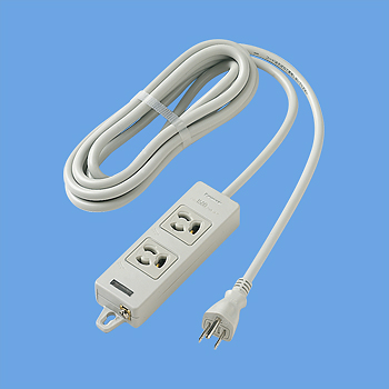 OAタップ(接地15A抜け止め形)(2コ口・グレー)(3mコード付)(マグネット付)(電源表示付)