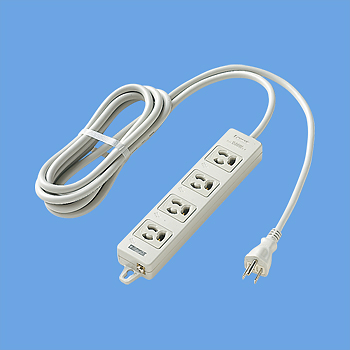 OAタップ（接地15A抜け止め形）（4コ口・グレー）（3mコード付）（マグネット付）（電源表示付）