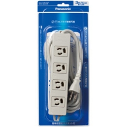 OAタップ（接地15A抜け止め形）（4コ口・グレー）（3mコード付）（マグネット付）