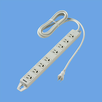 OAタップ(接地15A抜け止め形)(8コ口・グレー)(3mコード付)(マグネット付)(電源表示付)