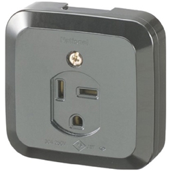 小型接地2P30A角型コンセント（250V）（ブラック）