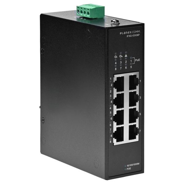 8ポート 1000BASE-T 産業用アンマネージドPoEスイッチ